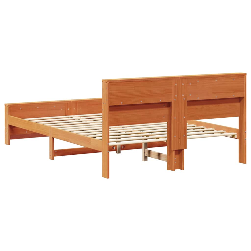 Bed Frame with Headboard Wax Brown 150 x 200 cm Engineered Wood
