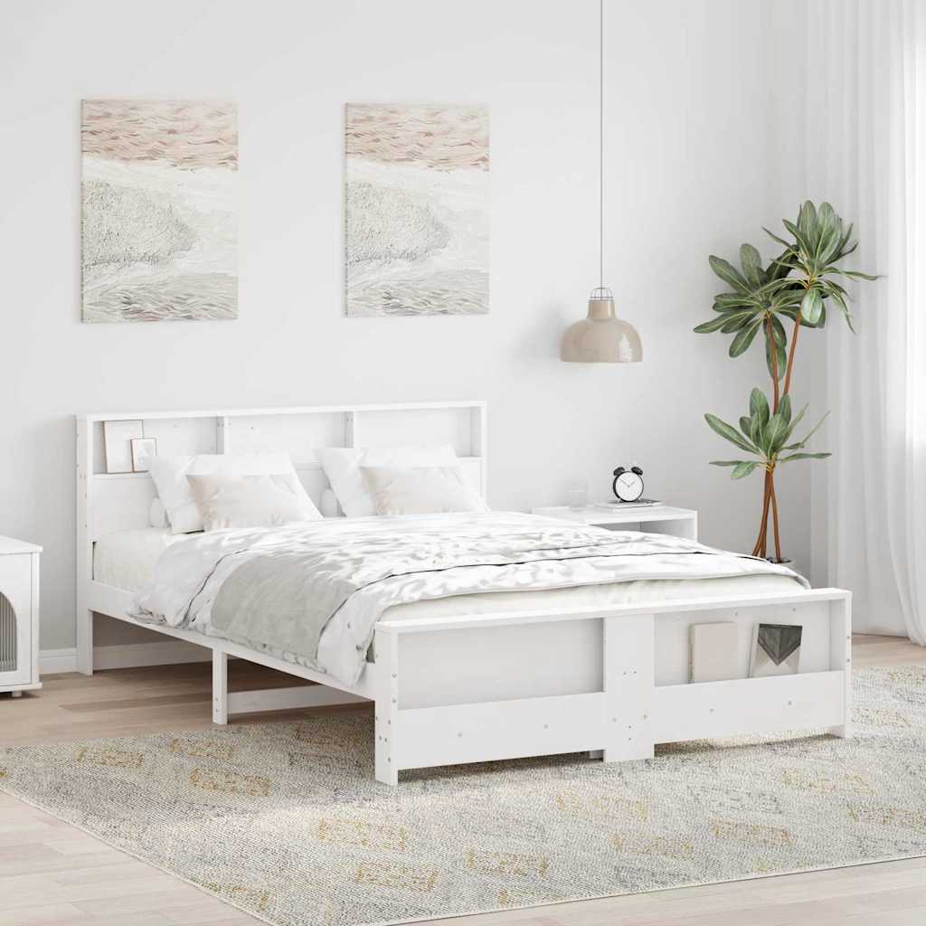 Bed Frame with Headboard White 140 x 200 cm Engineered Wood