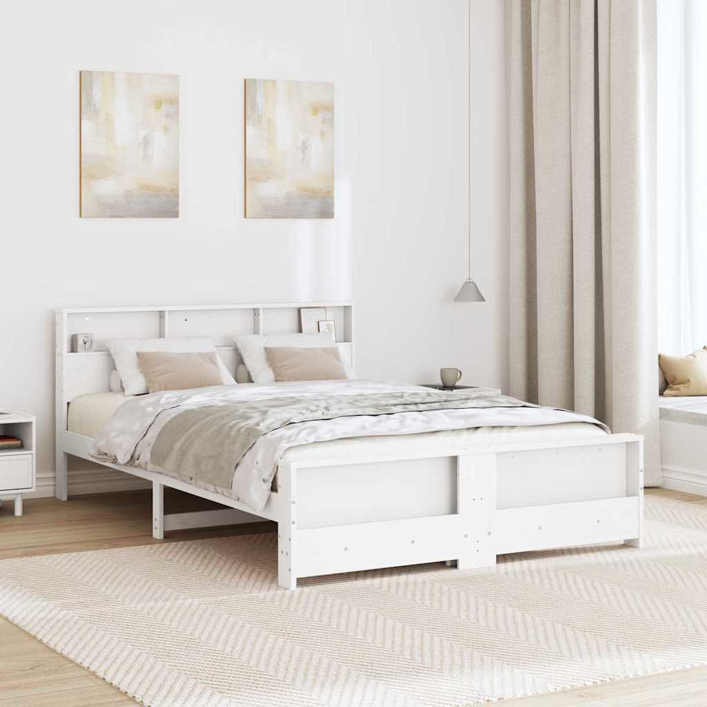 Bed Frame with Headboard White 140 x 200 cm Engineered Wood