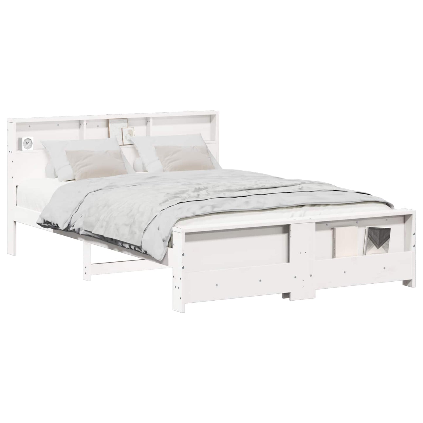 Bed Frame with Headboard White 140 x 200 cm Engineered Wood