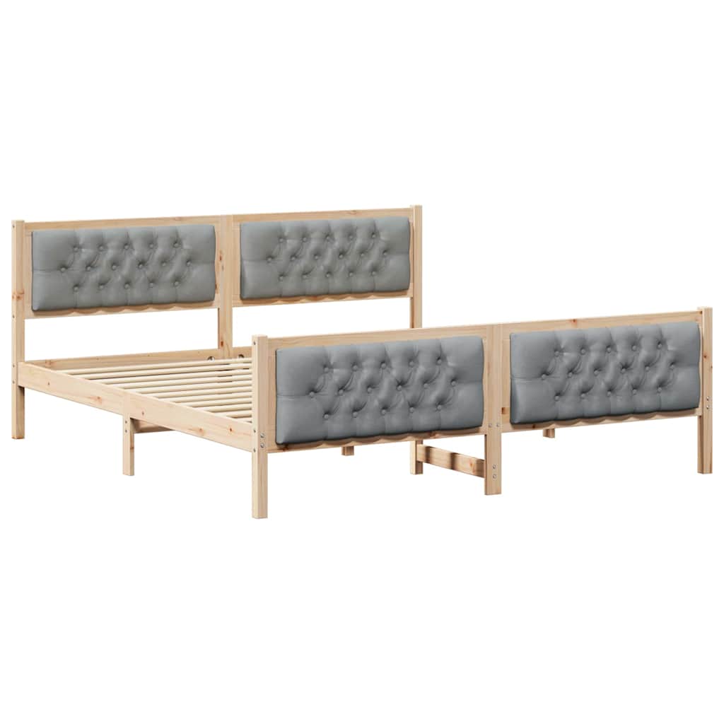 Bed Frame Light Grey 180 x 200 cm Solid Pine Wood