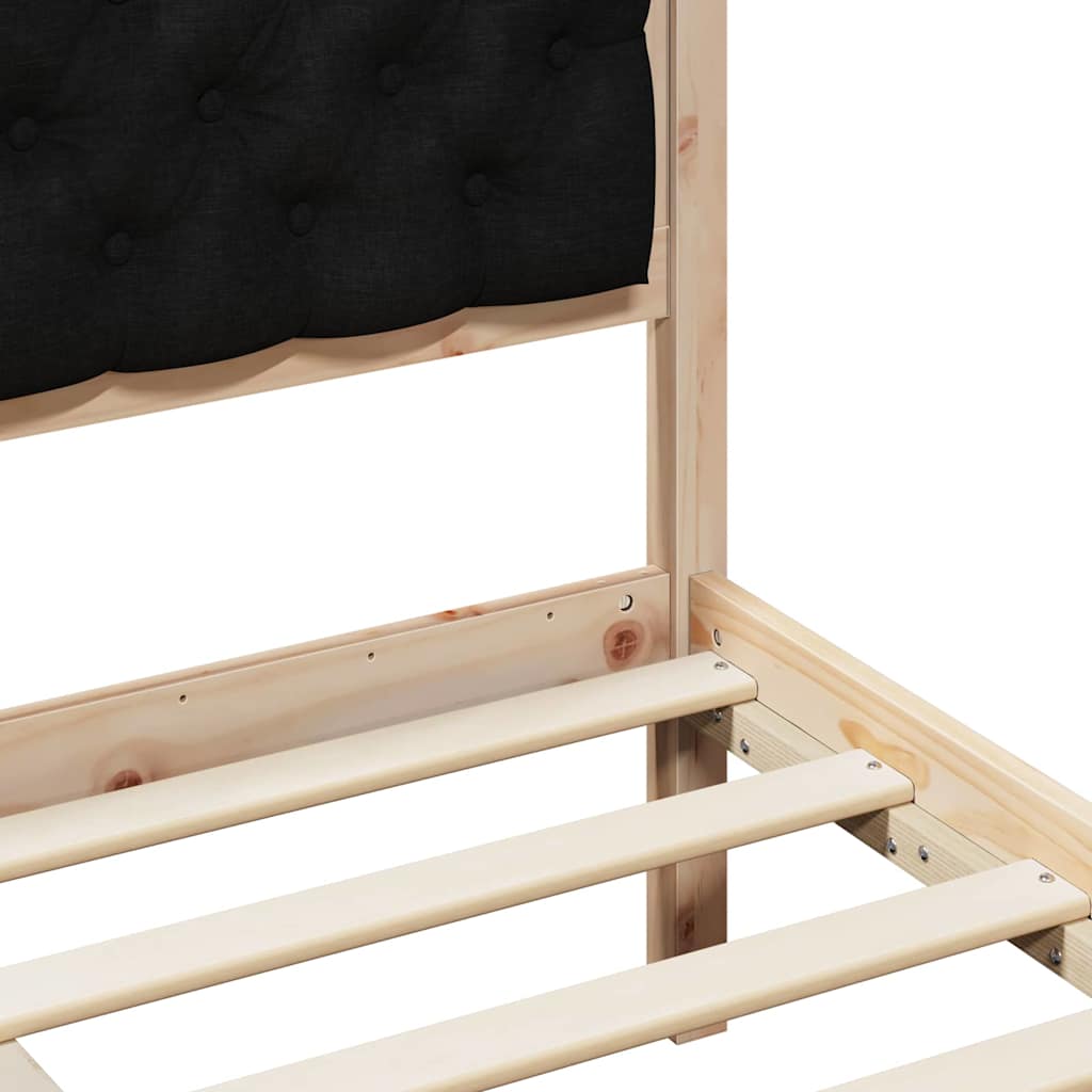 Bed Frame with Headboard Black 180 x 200 cm Solid Pine Wood