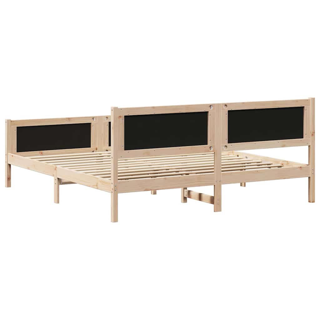 Bed Frame with Headboard Black 180 x 200 cm Solid Pine Wood