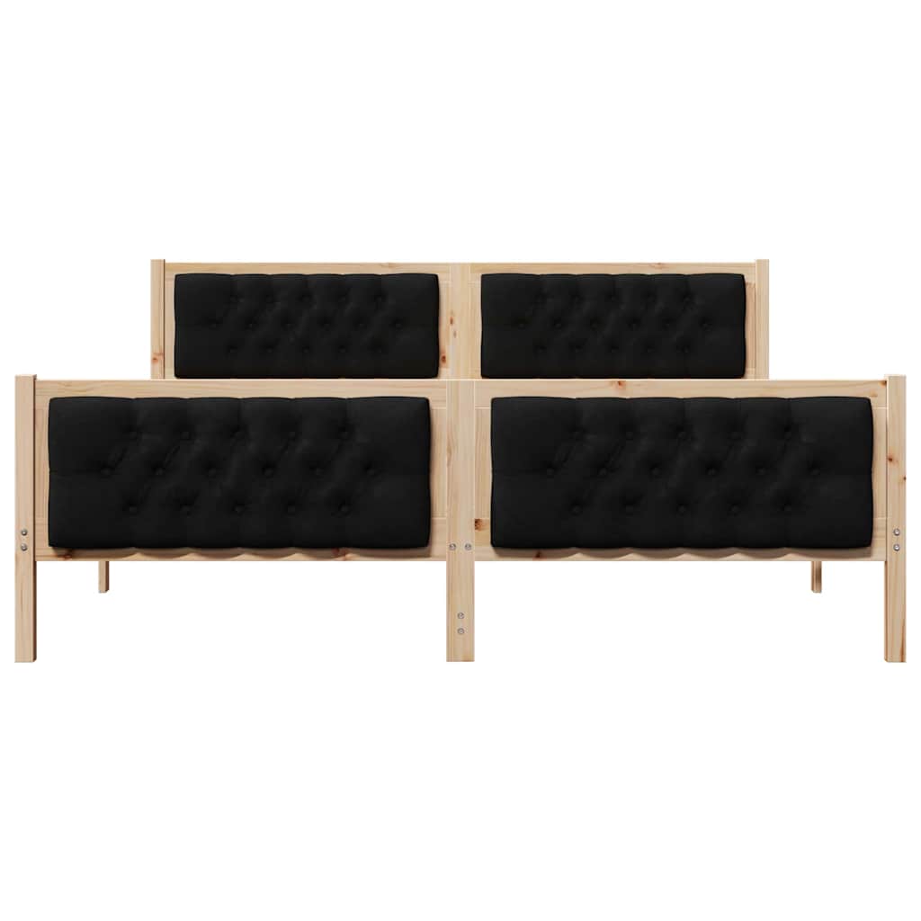 Bed Frame with Headboard Black 180 x 200 cm Solid Pine Wood