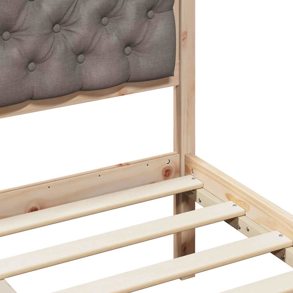 Bed Frame with Headboard Taupe 180 x 200 cm Solid Pine Wood
