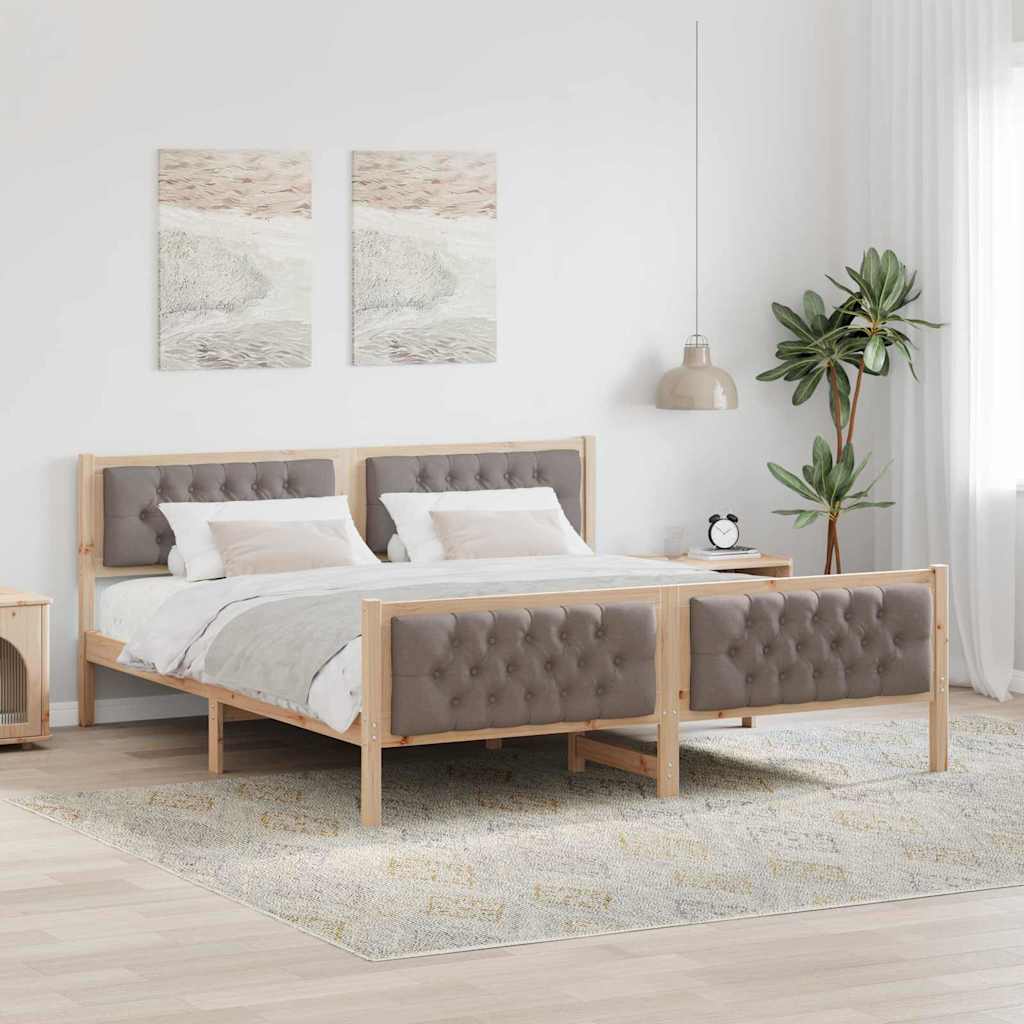 Bed Frame with Headboard Taupe 180 x 200 cm Solid Pine Wood