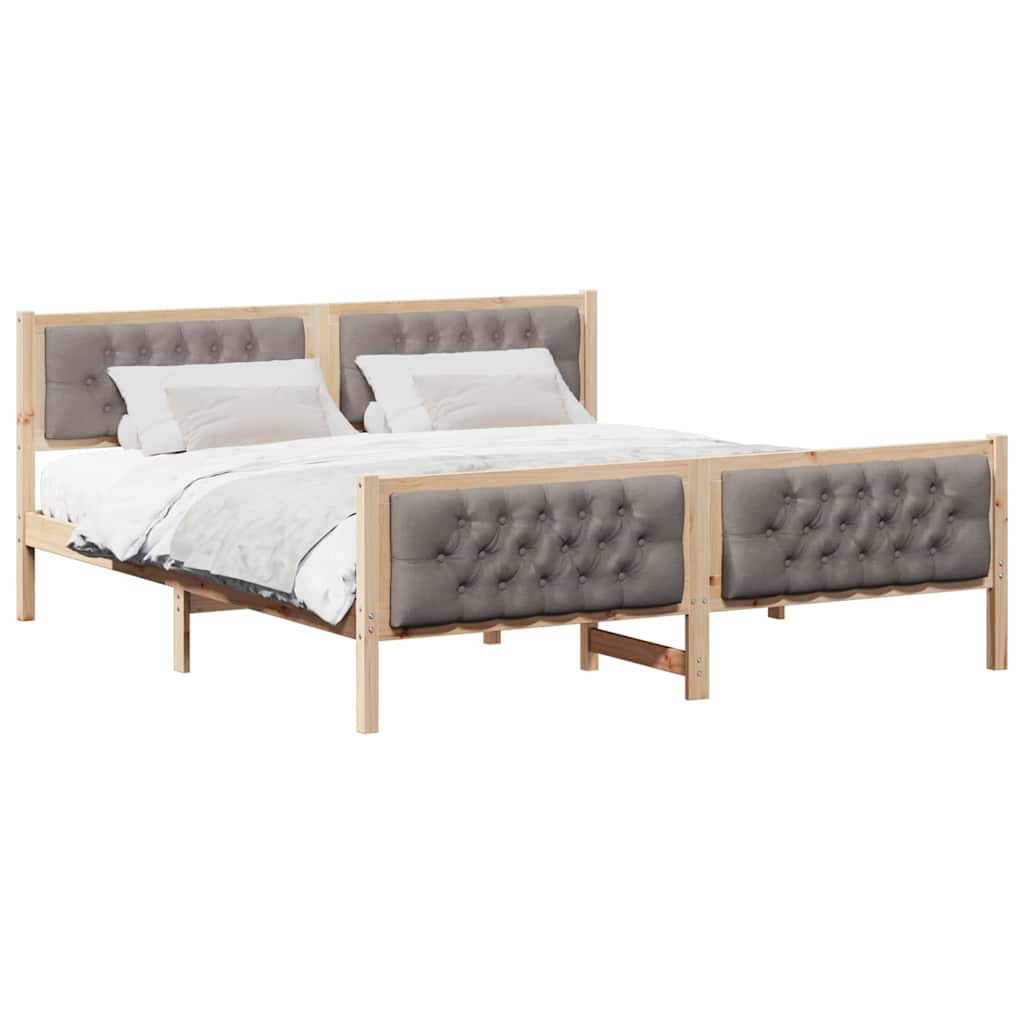 Bed Frame with Headboard Taupe 180 x 200 cm Solid Pine Wood