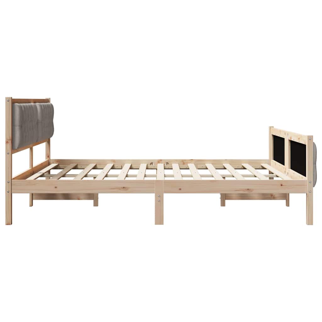Bed Frame with Headboard Taupe 180 x 200 cm Solid Pine Wood