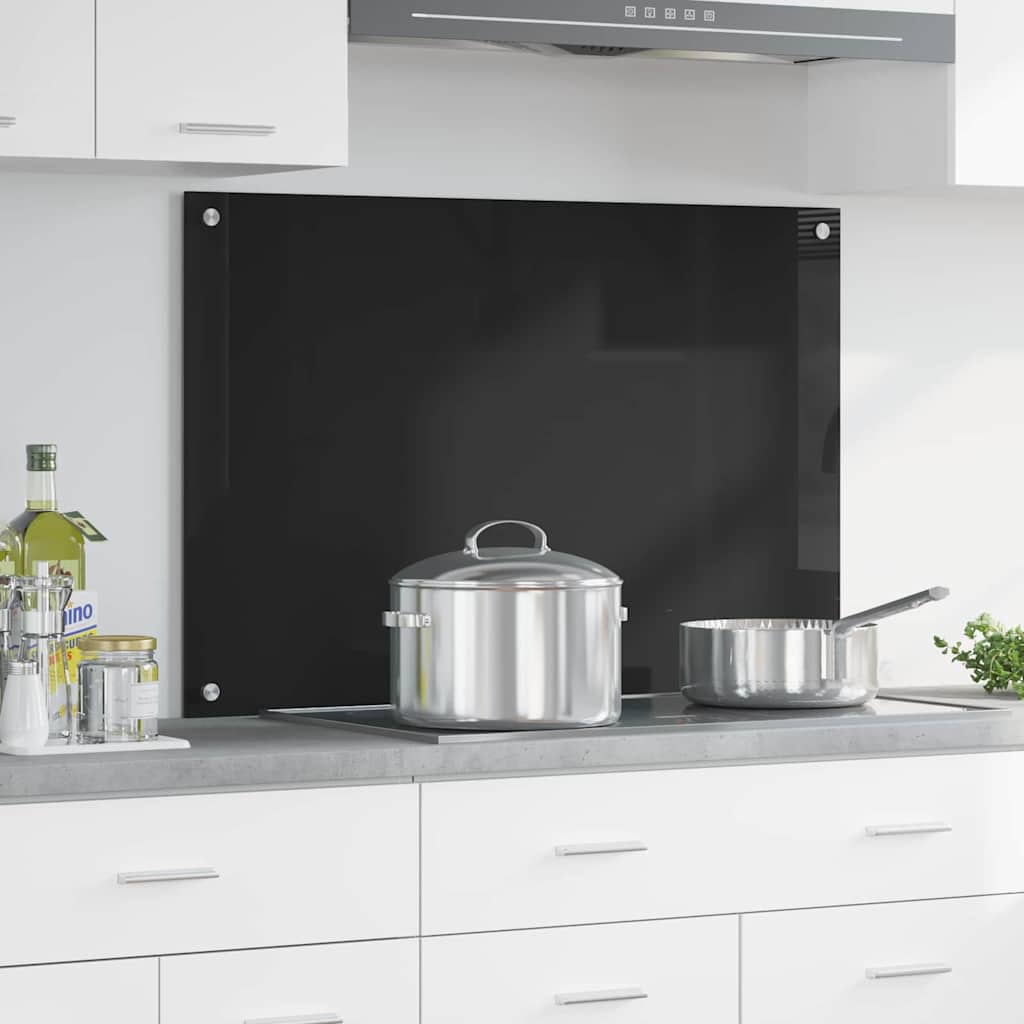 Kitchen Backsplash Black 90 x 60 cm Tempered Glass