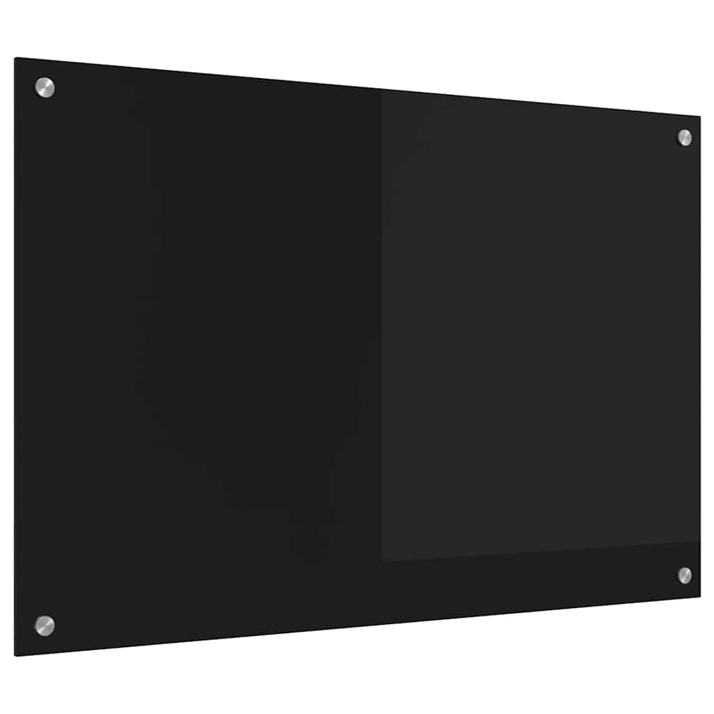 Kitchen Backsplash Black 90 x 60 cm Tempered Glass