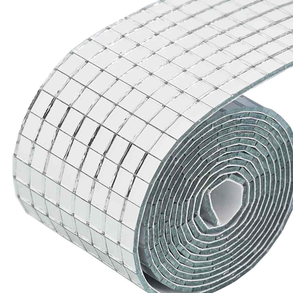 Mirror Mosaic Tile Geometric 12 pcs Silver 100 x 4 cm Glass