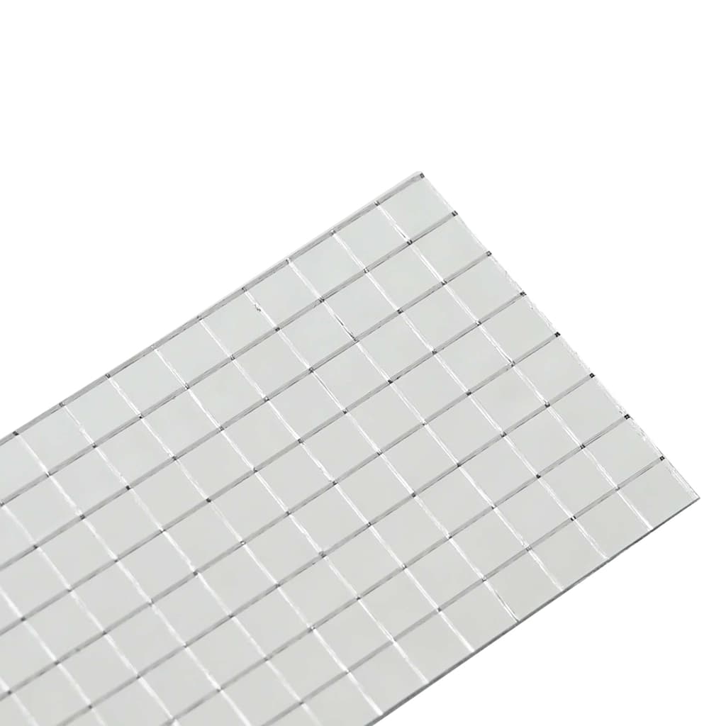 Mirror Mosaic Tile Geometric 12 pcs Silver 100 x 4 cm Glass