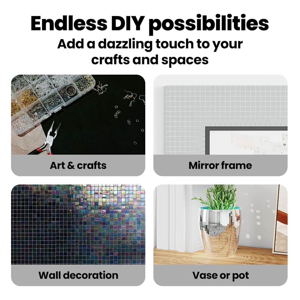 Mirror Mosaic Tile Geometric 12 pcs Silver 100 x 4 cm Glass