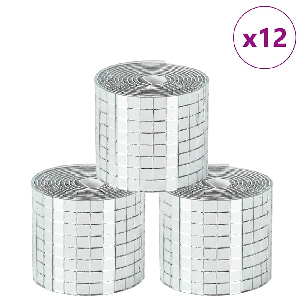 Mirror Mosaic Tile Geometric 12 pcs Silver 100 x 4 cm Glass