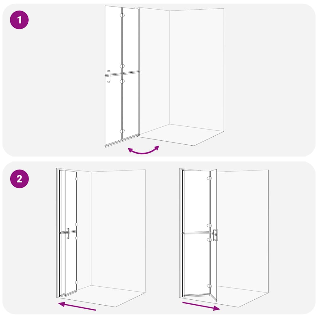 Walk-In Shower Wall Folding Gold 80 x 6.5 x 190 cm