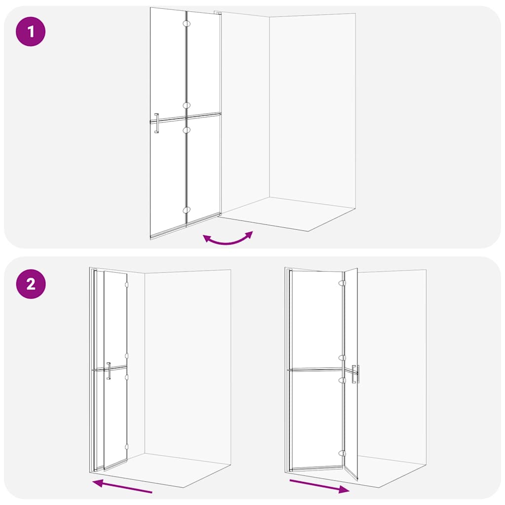 Walk-In Shower Wall Folding Gold 100 x 6.5 x 190 cm