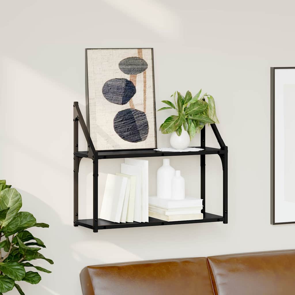 Wall Shelf Wall-Mounted Black oak 60 x 21 x 51 cm