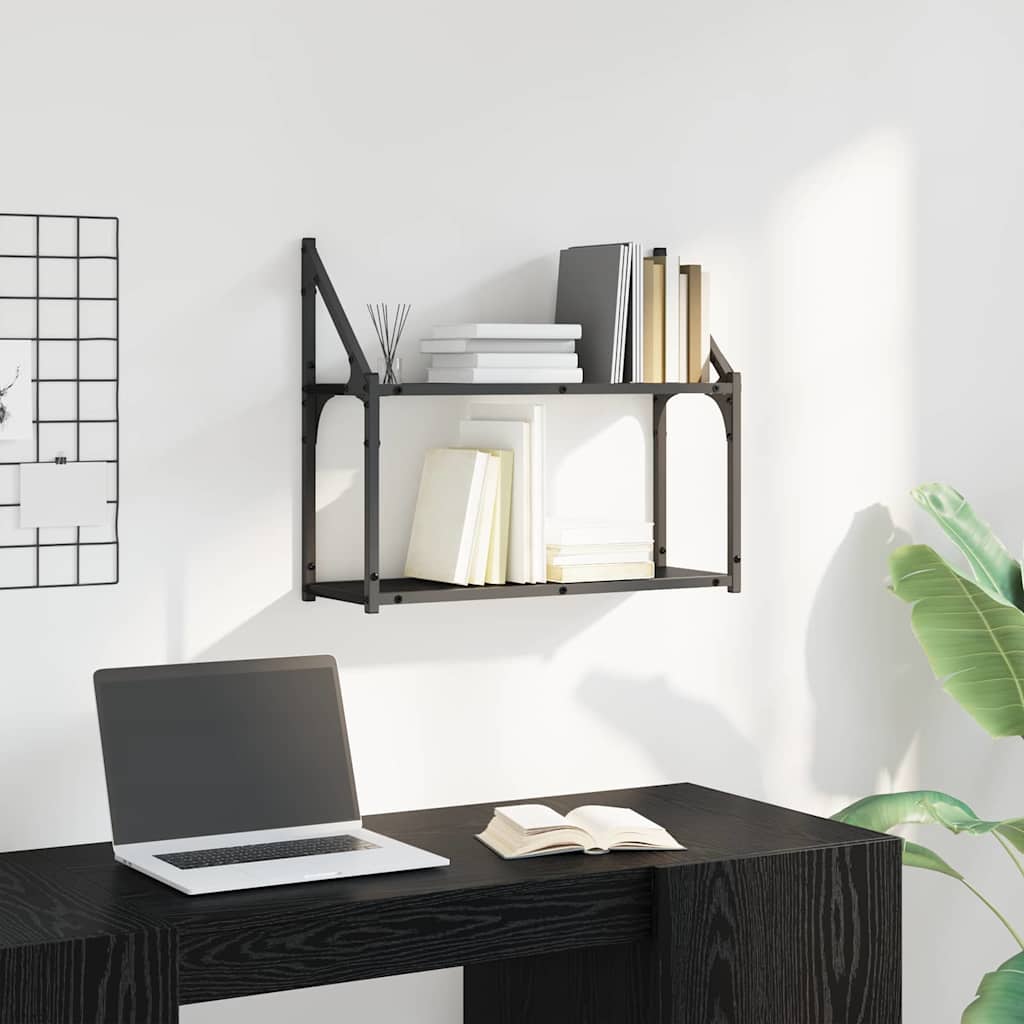 Wall Shelf Wall-Mounted Black oak 60 x 21 x 51 cm