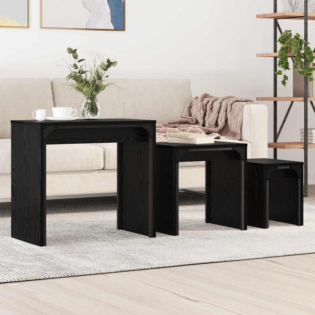 Coffee Table 3 pcs Black Oak Engineered wood