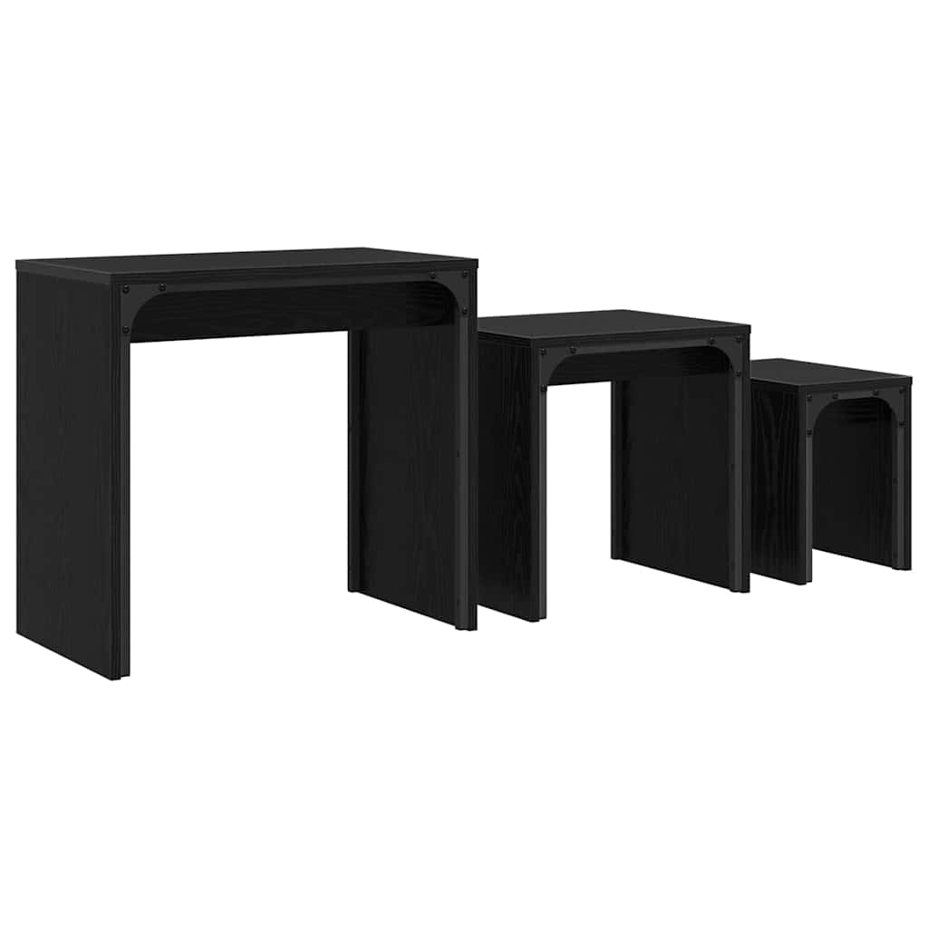 Coffee Table 3 pcs Black Oak Engineered wood