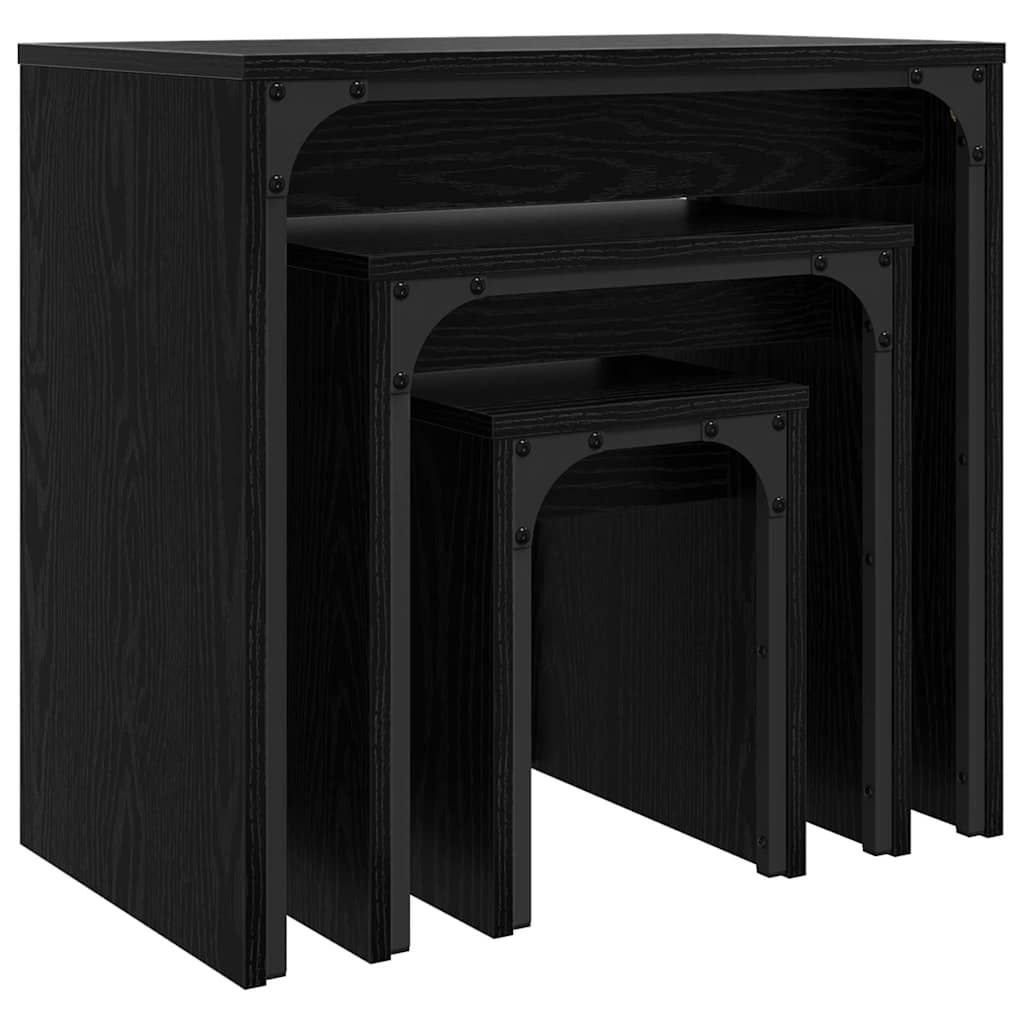 Coffee Table 3 pcs Black Oak Engineered wood
