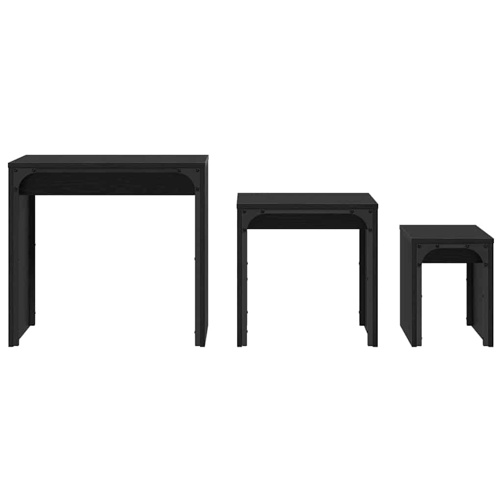 Coffee Table 3 pcs Black Oak Engineered wood