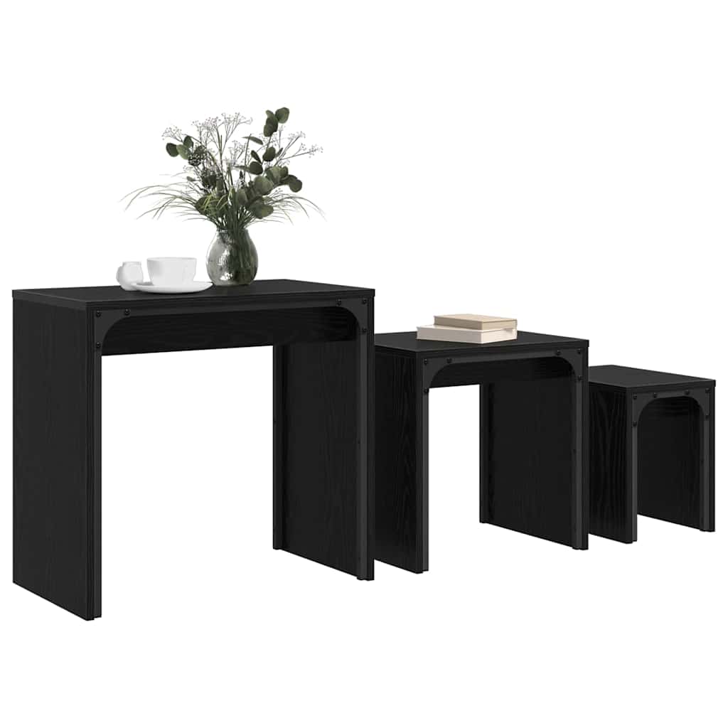 Coffee Table 3 pcs Black Oak Engineered wood