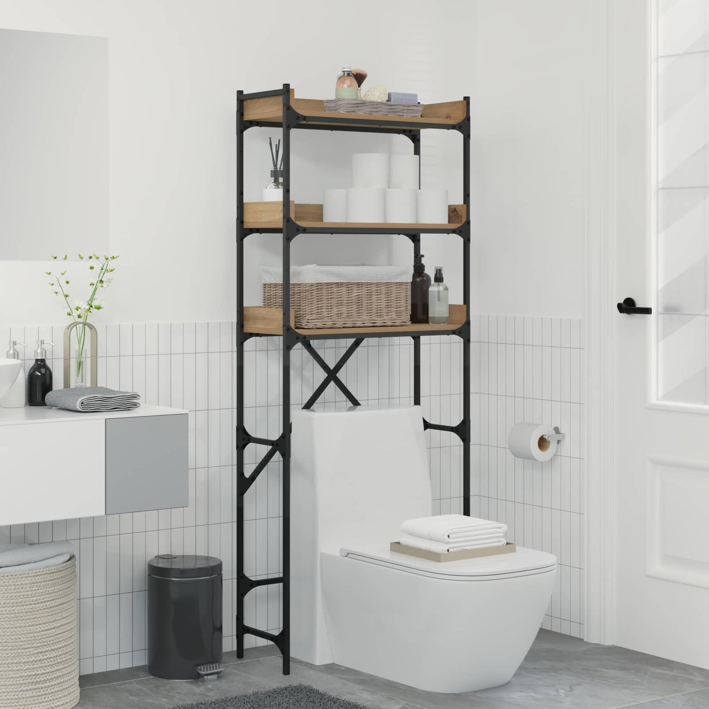 Washing Machine Shelf with Shelf Artisan Oak 67 x 25 x 163 cm
