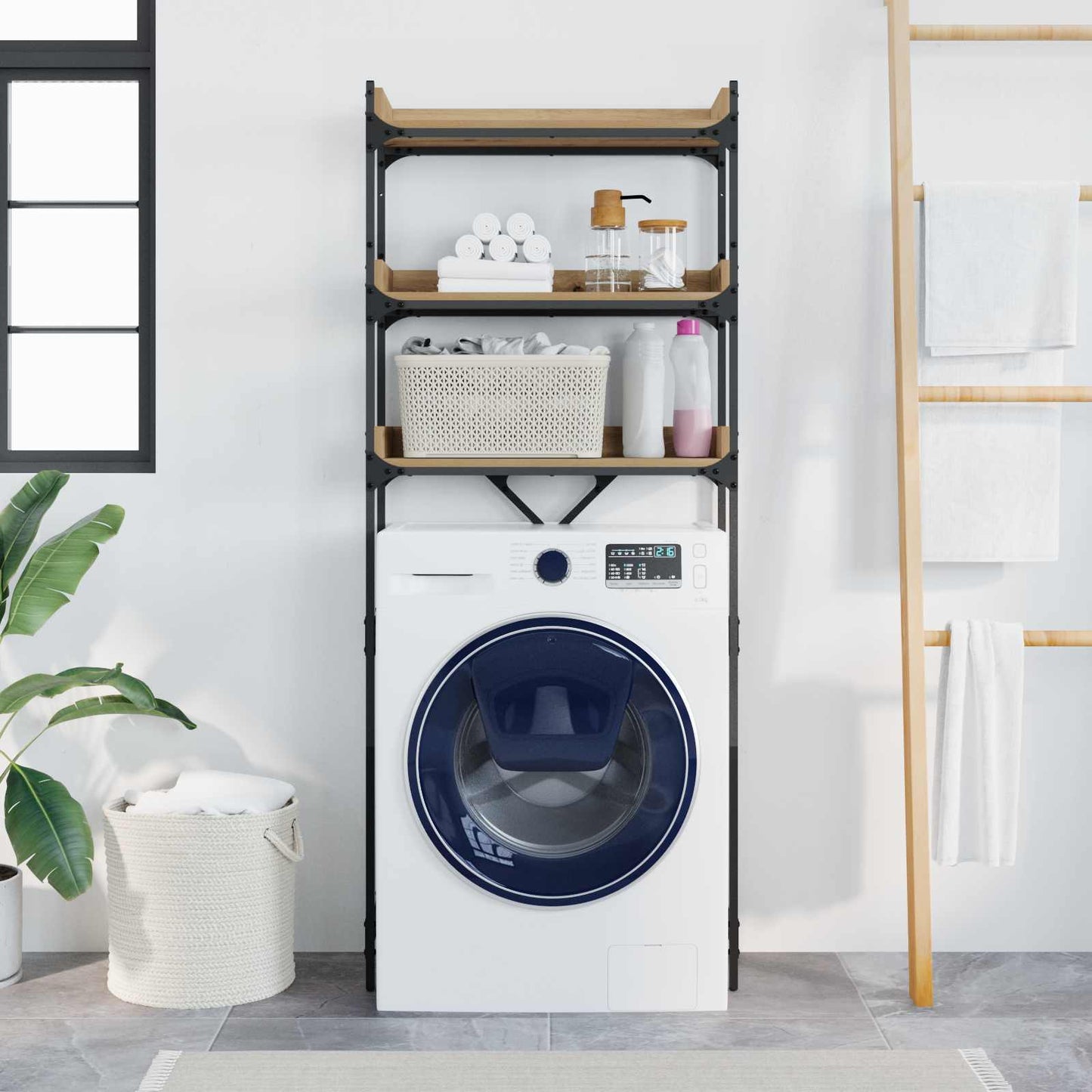 Washing Machine Shelf with Shelf Artisan Oak 67 x 25 x 163 cm
