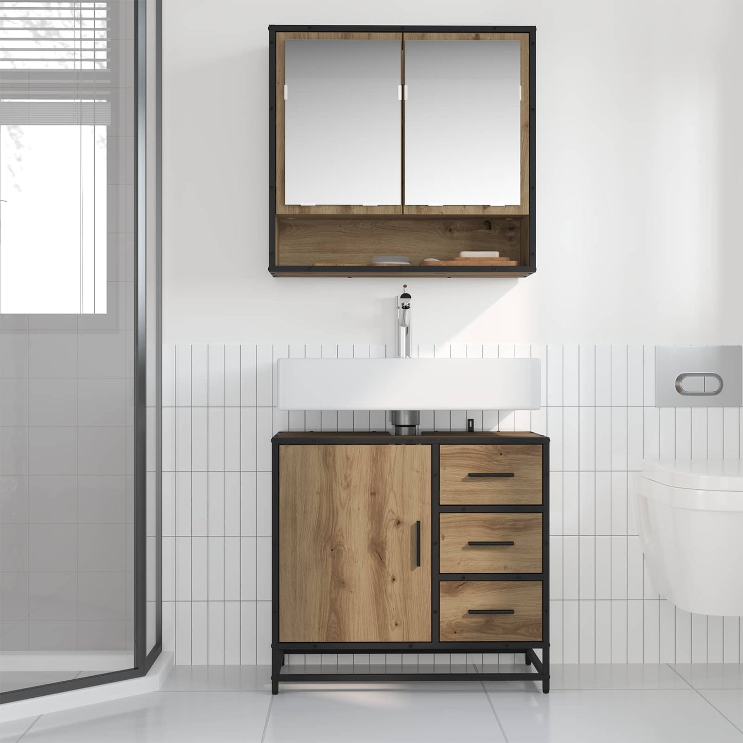 Bathroom Cabinet Artisan Oak 65 x 33 x 60 cm Engineered Wood