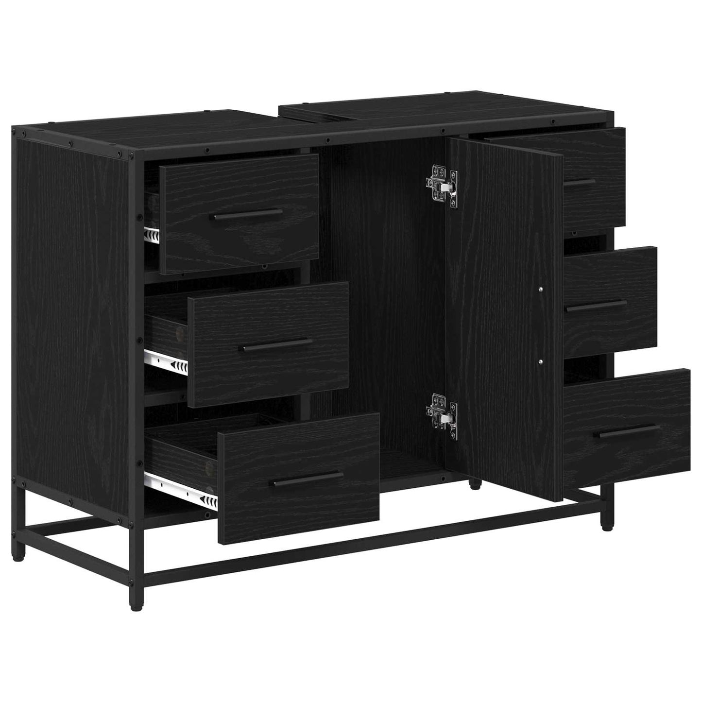 Bathroom Cabinet Black Oak 80 x 33 x 60 cm Engineered Wood