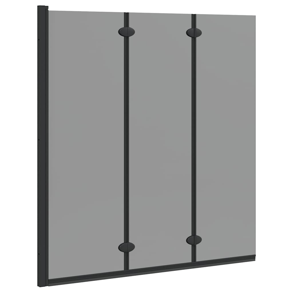 Bath Shower Screen Manual Black 130 x 138 cm Tempered Glass
