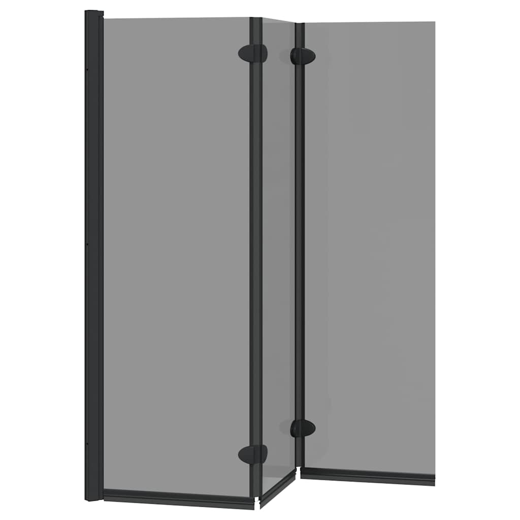 Bath Shower Screen Manual Black 130 x 138 cm Tempered Glass