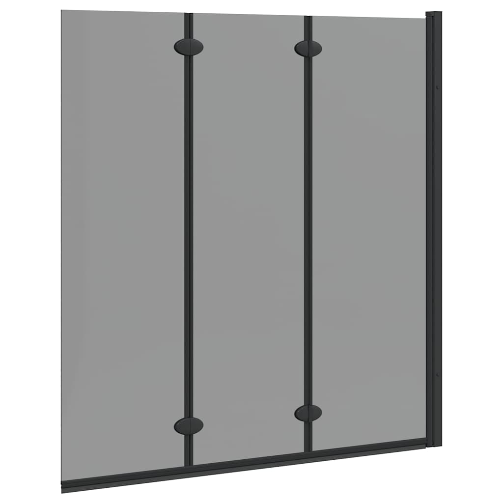 Bath Shower Screen Manual Black 130 x 138 cm Tempered Glass