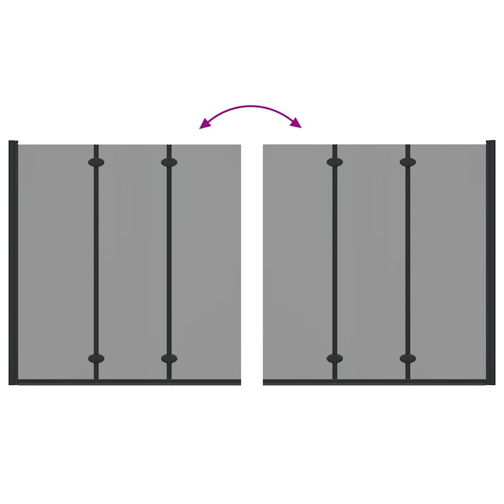 Bath Shower Screen Manual Black 130 x 138 cm Tempered Glass