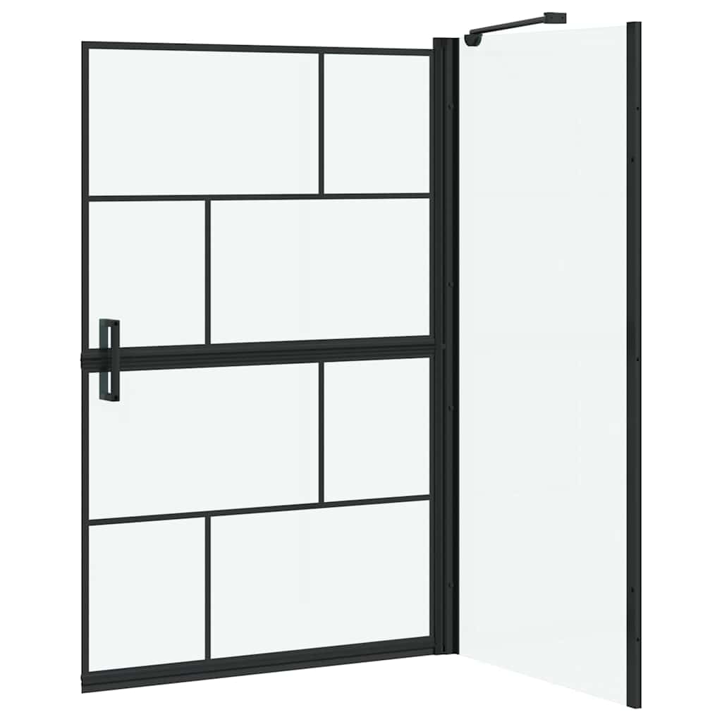 Bath Shower Screen Black and Transparent 80 x 68 x 128 cm