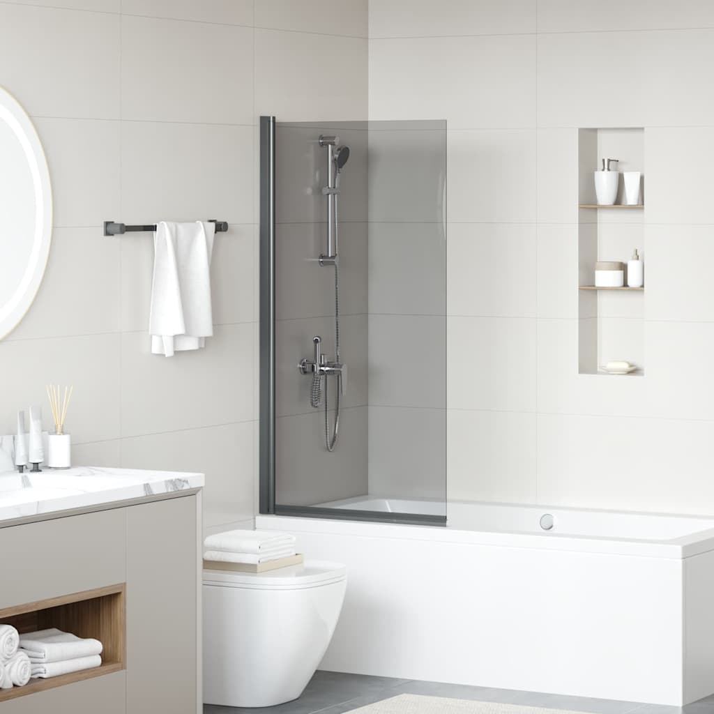 Bath Shower Screen Manual Black 68 x 130 cm Tempered Glass