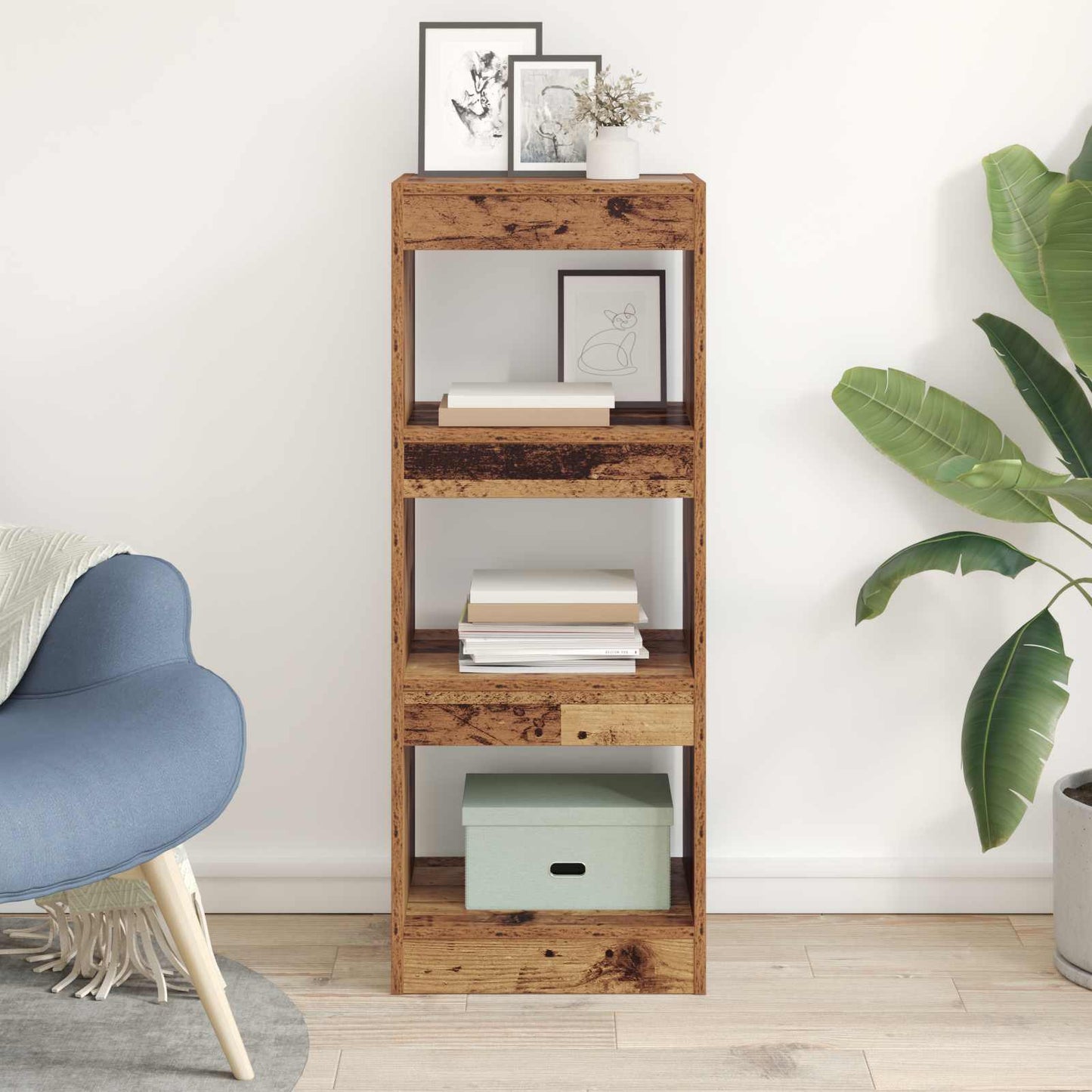 Book Cabinet 3-Tier 40 x 30 x 103 cm Engineered Wood Old wood