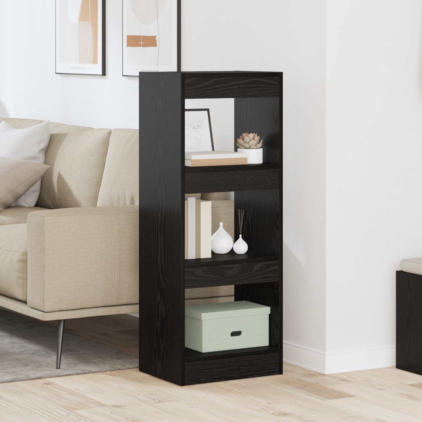 Book Cabinet 3-Tier 37 x 30 x 103 cm Engineered Wood Black oak