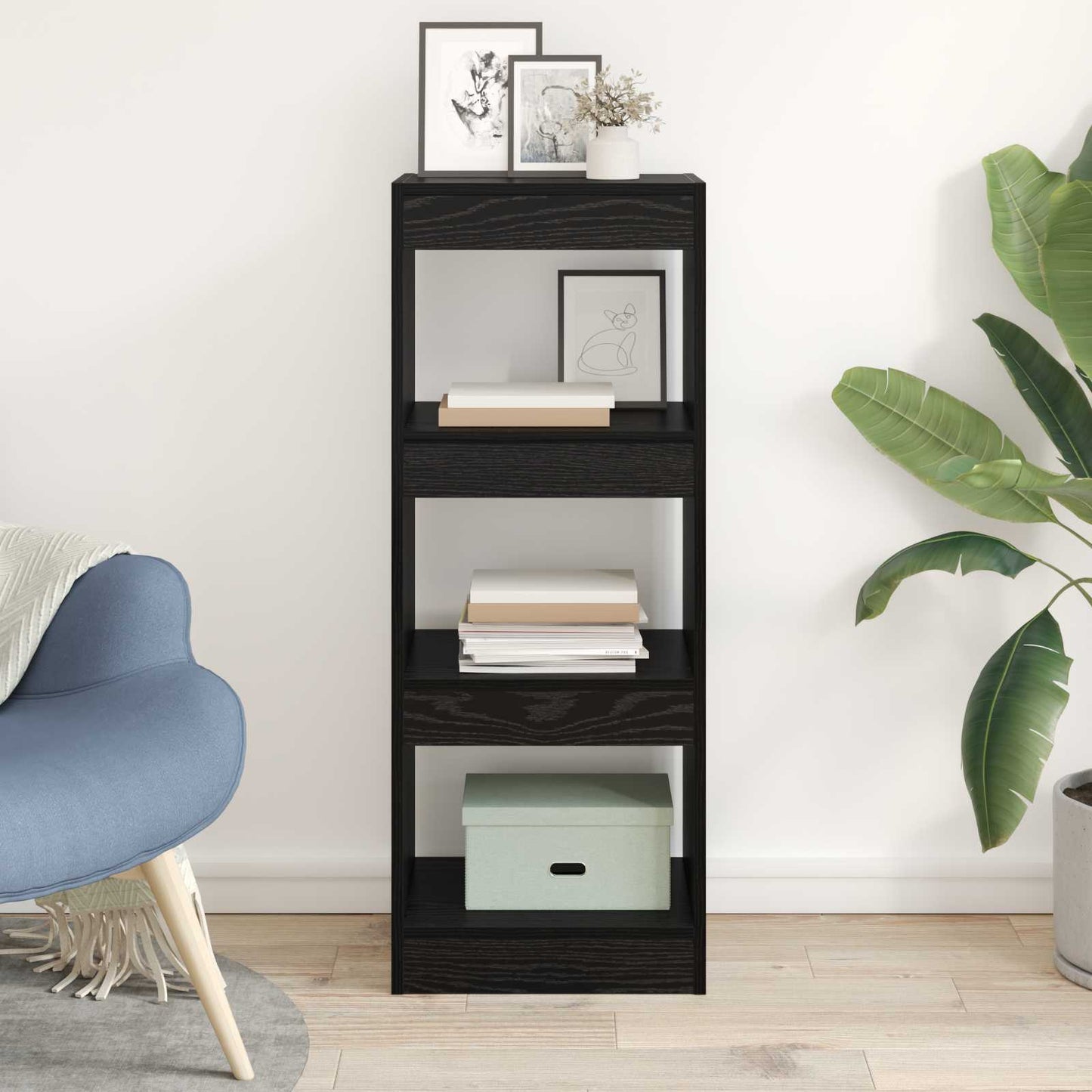 Book Cabinet 3-Tier 37 x 30 x 103 cm Engineered Wood Black oak