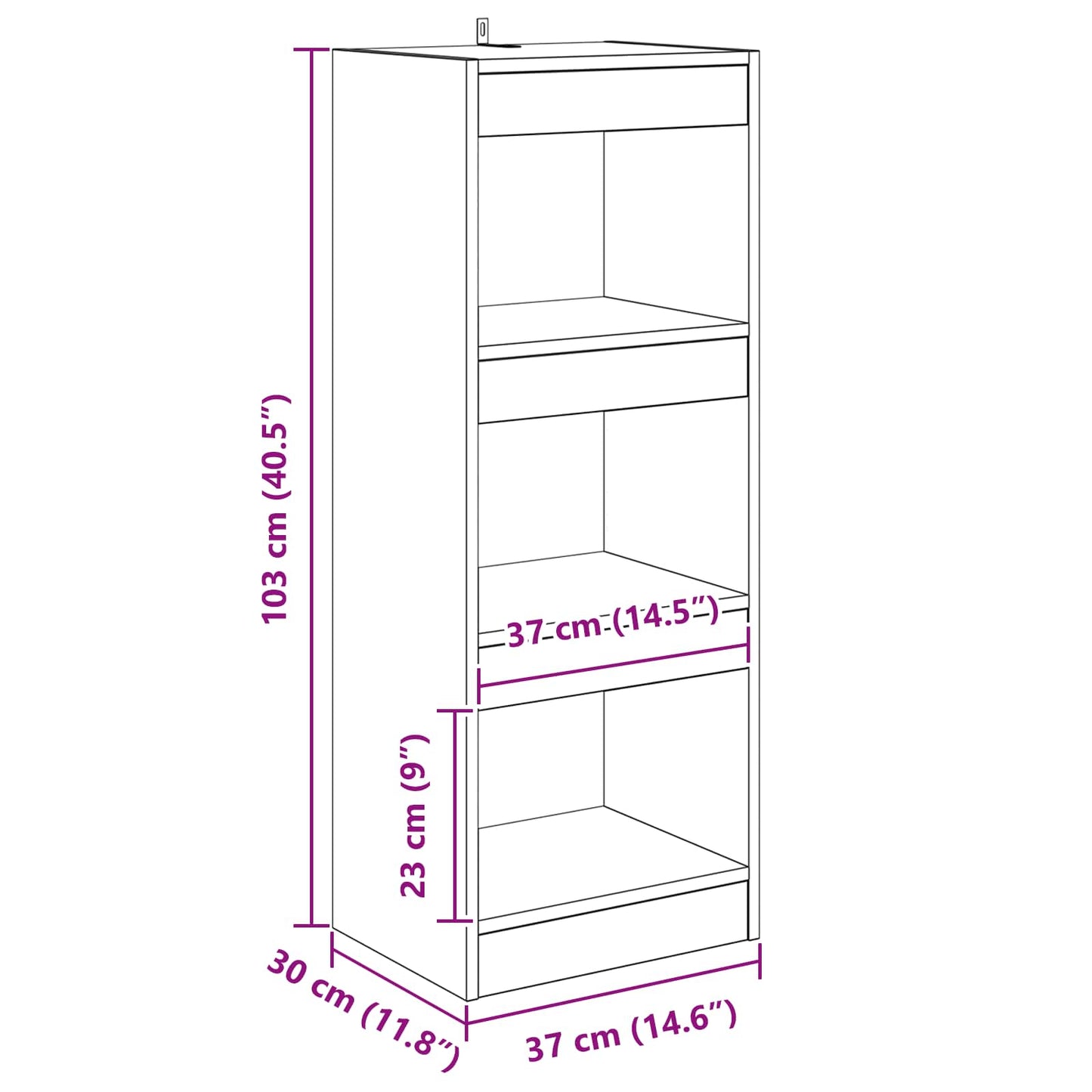 Book Cabinet 3-Tier 37 x 30 x 103 cm Engineered Wood Black oak