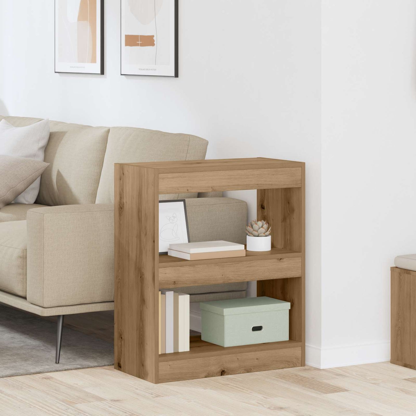 Book Cabinet 2-Tier 60 x 30 x 72 cm Engineered Wood Artisan Oak