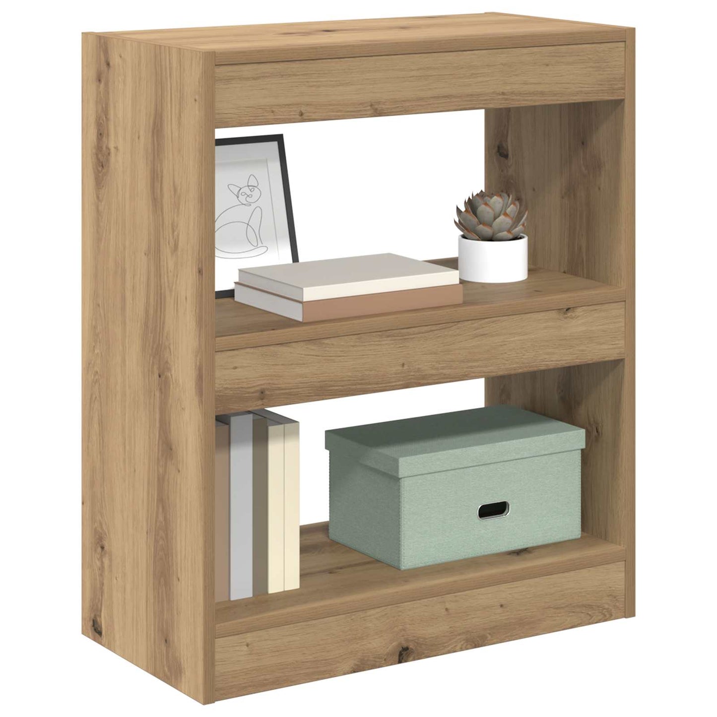 Book Cabinet 2-Tier 60 x 30 x 72 cm Engineered Wood Artisan Oak