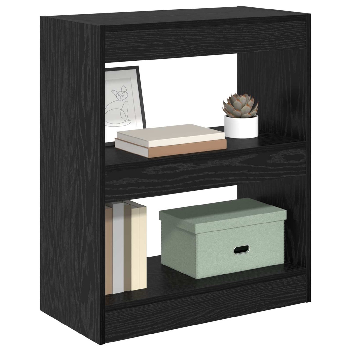 Book Cabinet 2-Tier 60 x 30 x 72 cm Engineered Wood Black Oak
