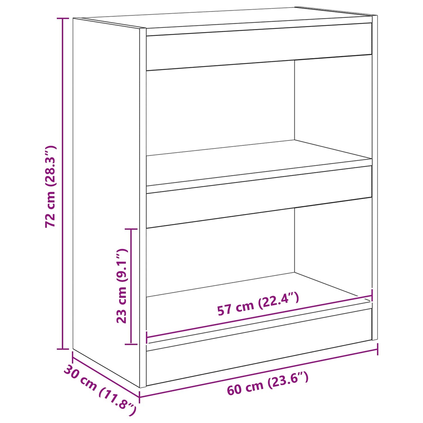 Book Cabinet 2-Tier 60 x 30 x 72 cm Engineered Wood Black Oak