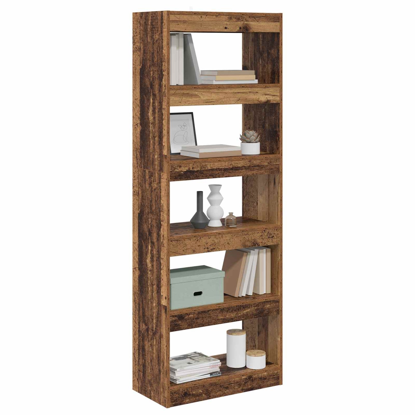 Book Cabinet 5-Tier 60 x 30 x 166 cm Engineered Wood Old wood