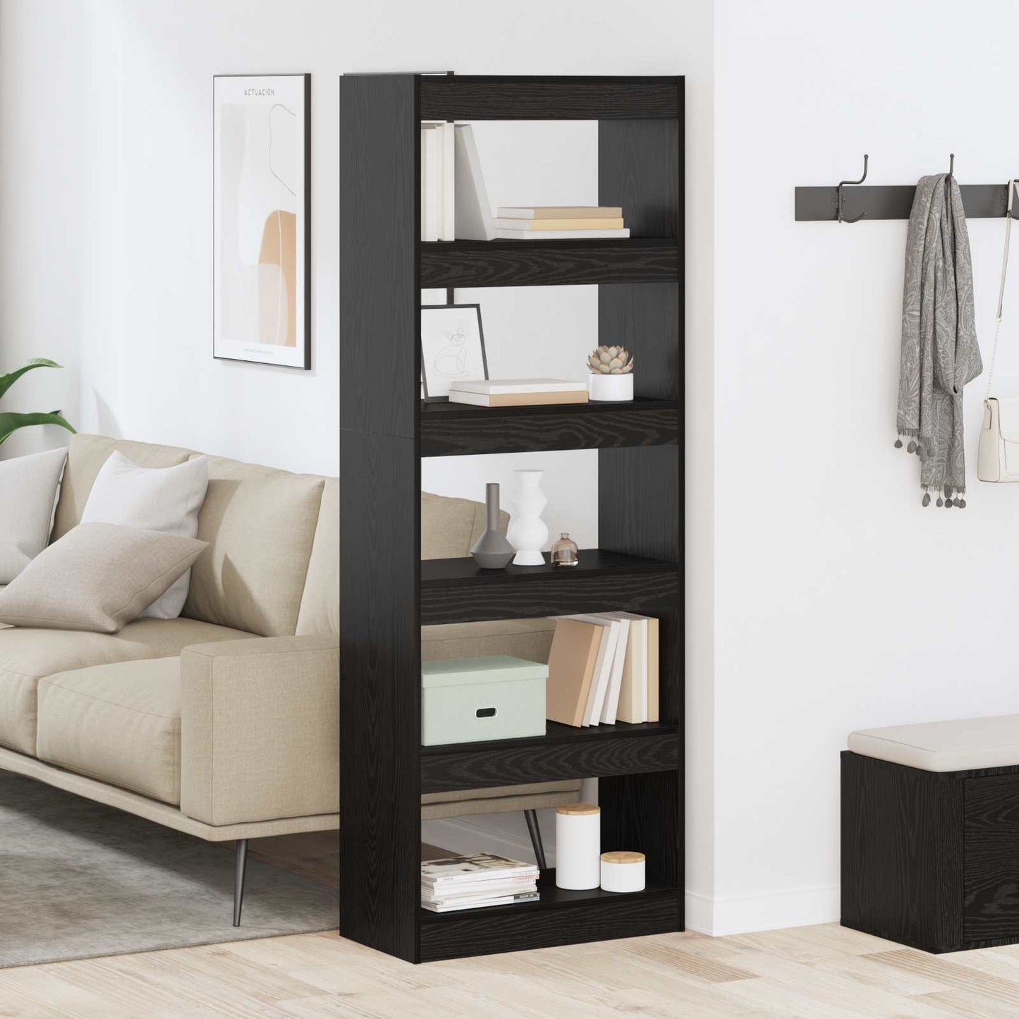 Book Cabinet Black oak 60 x 30 x 166 cm Engineered wood