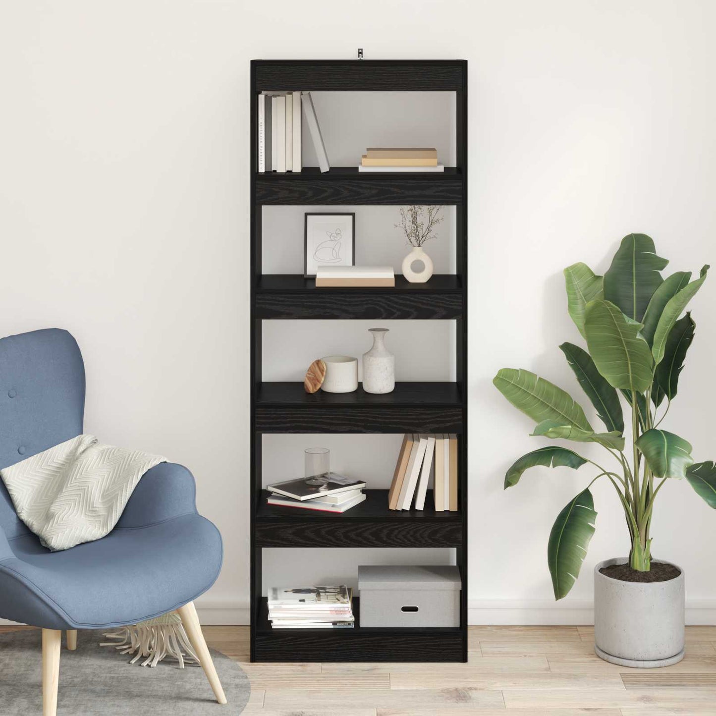 Book Cabinet Black oak 60 x 30 x 166 cm Engineered wood