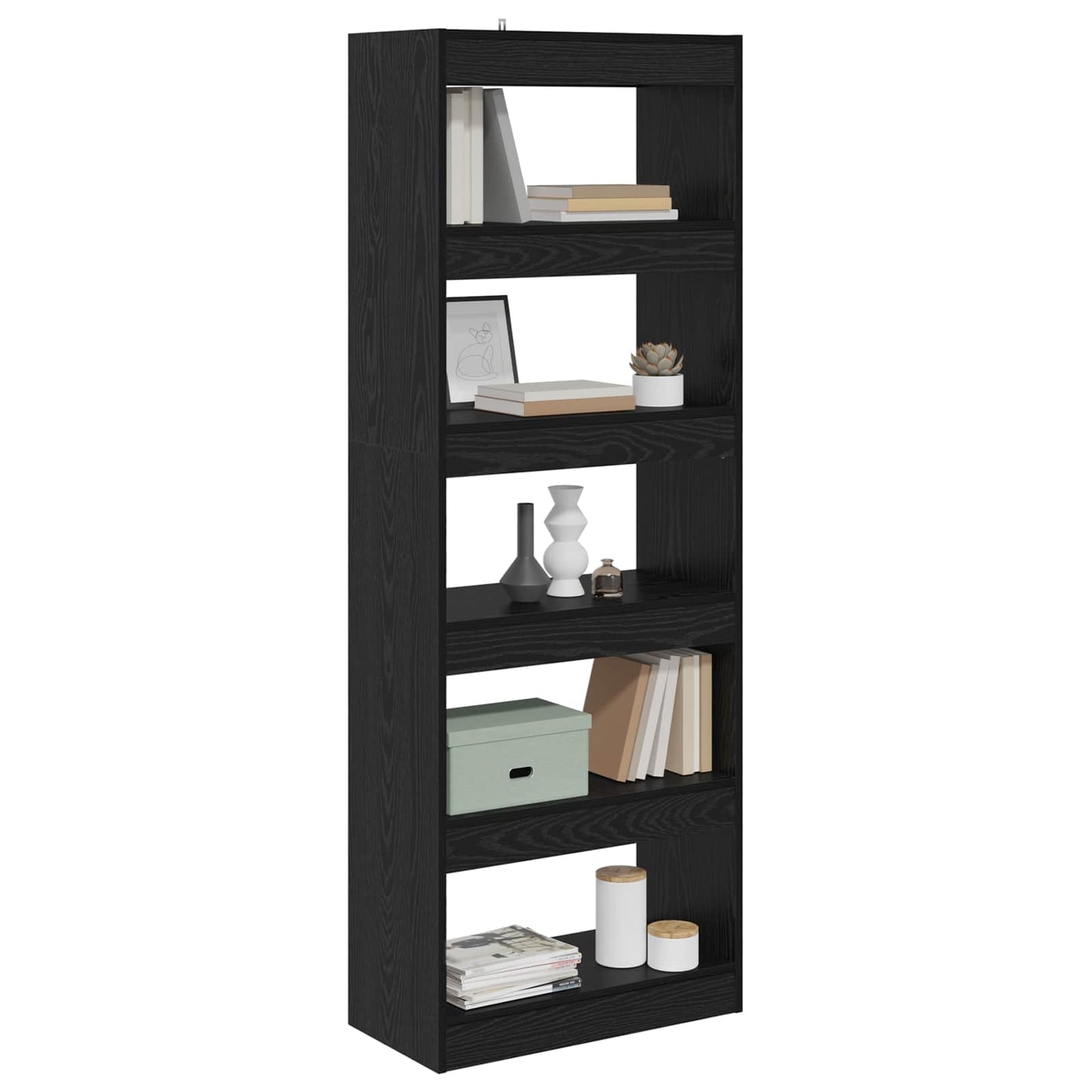 Book Cabinet 5-Tier 60 x 30 x 166 cm Engineered Wood Black oak