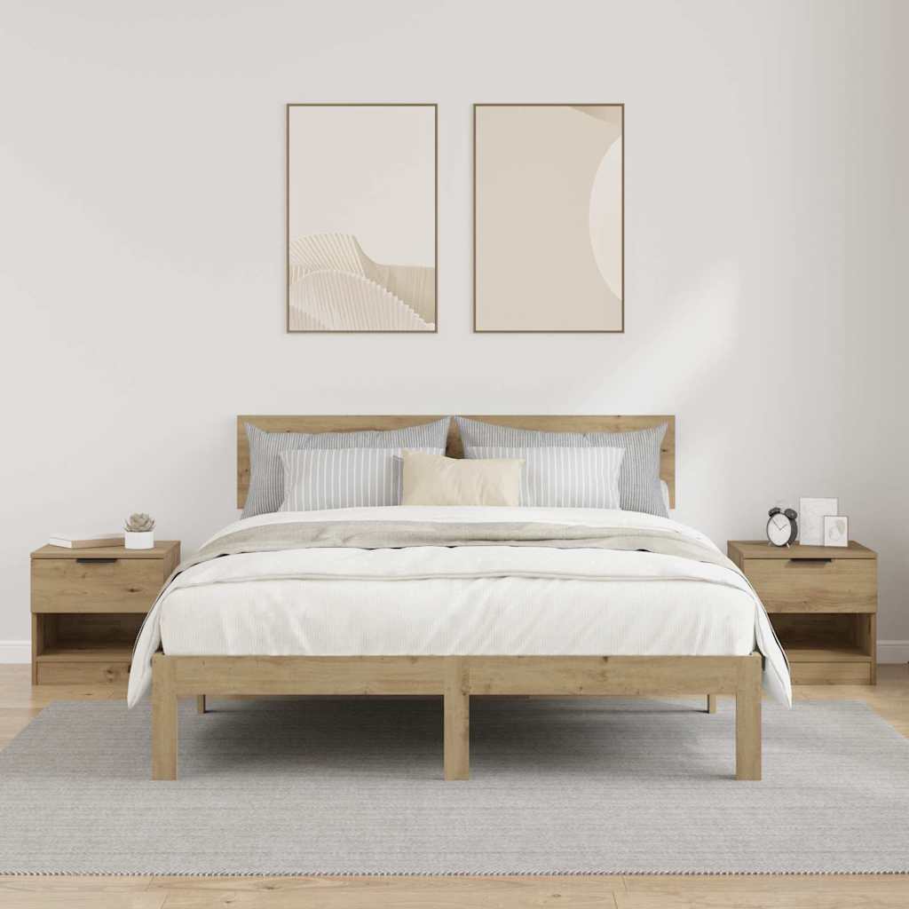 Bed Cabinet 2 pcs Artisan Oak 40 x 39 x 40cm Engineered Wood